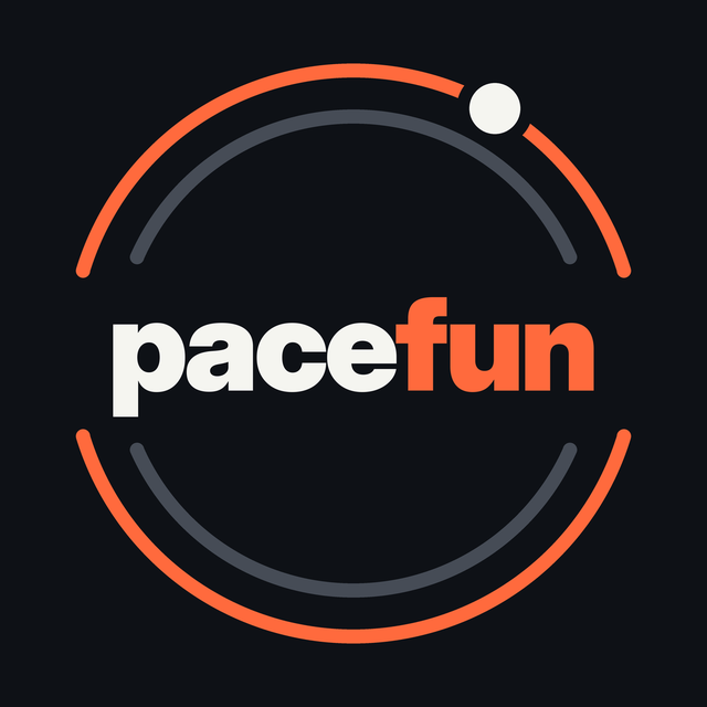 pacefun logo: the word pacefun inside a running-track ring
